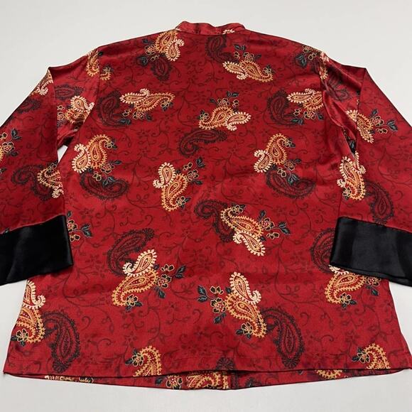 JONES NEW YORK Womens Large Oriental Red Silky Top - Picture 4 of 4